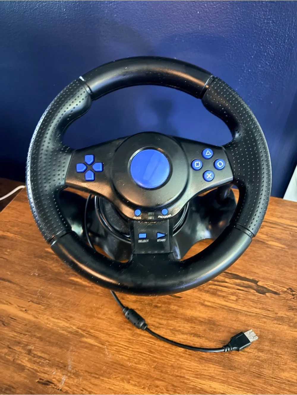Black and Blue USB Racing Wheel with Pedals Xbox ps3 pc